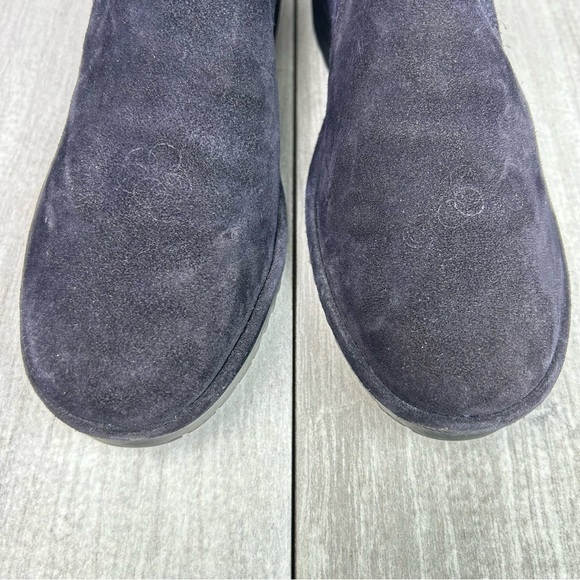 Fly London Dark Blue Suede Heeled Slip On Clog Booties Womens Size 10 EUR 41 - Picture 7 of 12